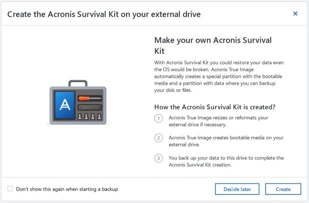 acronis survival kit acronis true image