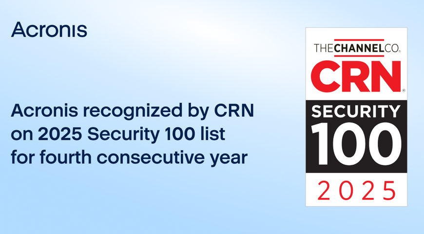 Acronis earns a spot on the CRN Security 100 list for the fourth consecutive year