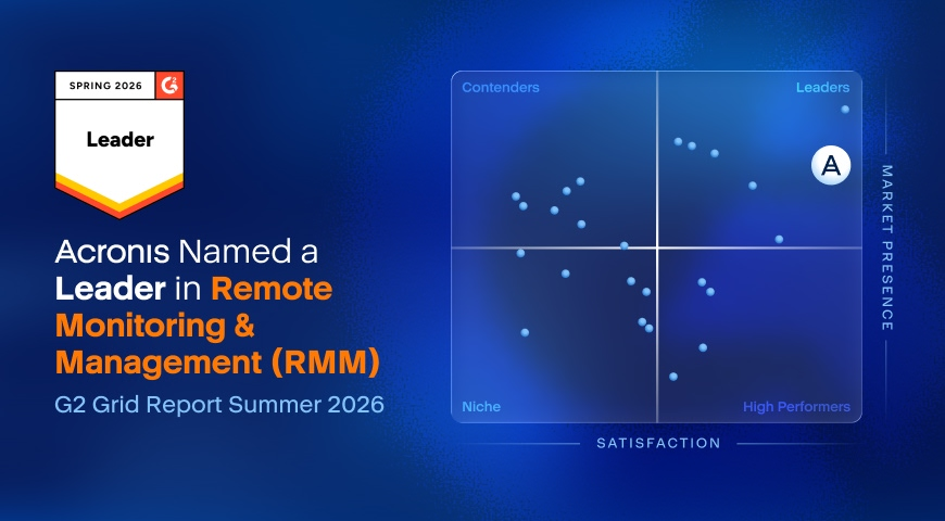 Acronis Cyber Platform Named a Leader in RMM in the G2 Summer 2026 Grid Report