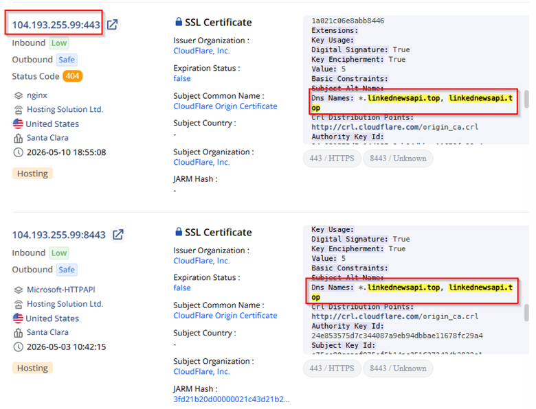 Figure 25: Origin server details using CriminalIP