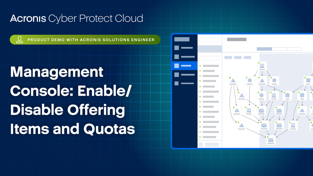 Acronis Cyber Protect Cloud Product Demo: Management Console - Enable/Disable Offering Items and Quotas