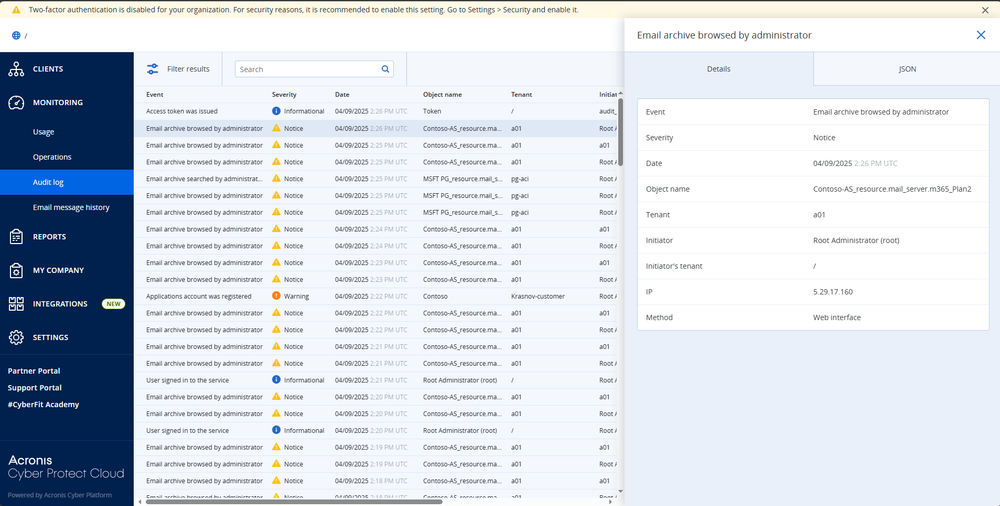 Natively integrated with Acronis Cyber Protect