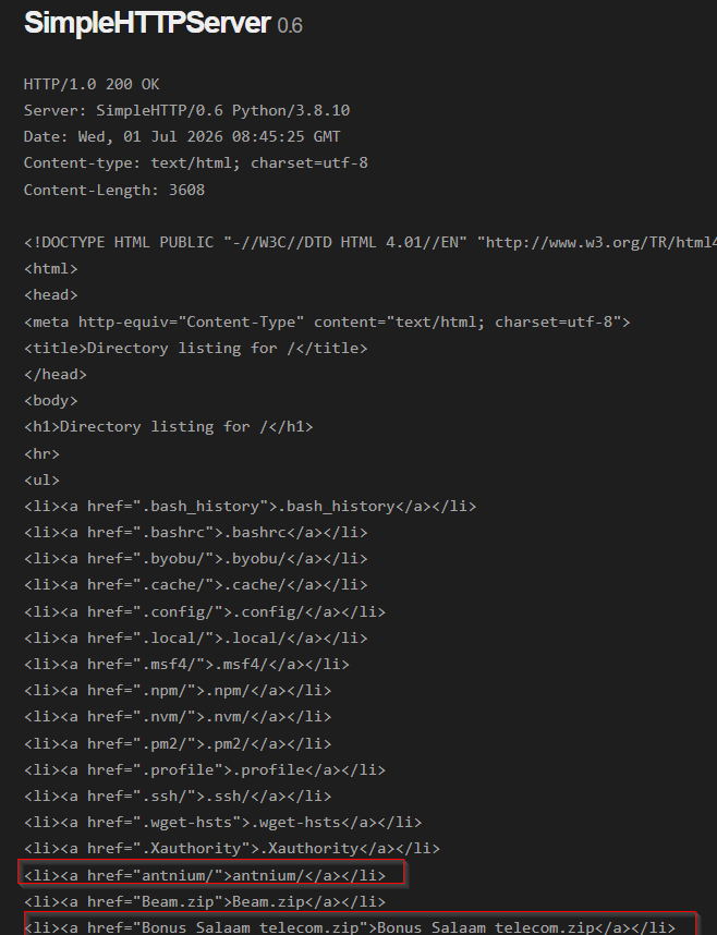Exposed staging server directory listing