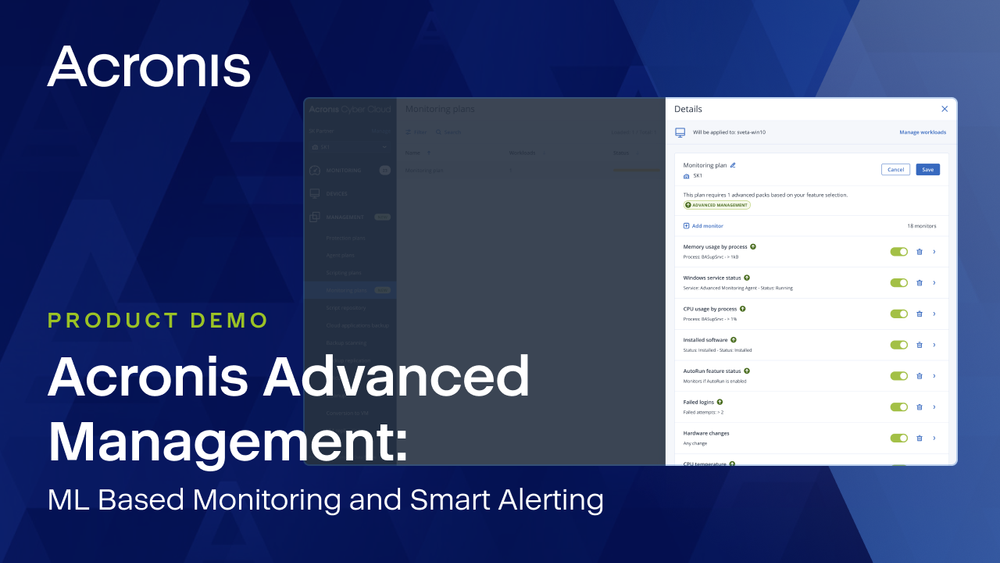 Acronis ML-Based Monitoring & Smart Alerting Demo for MSPs