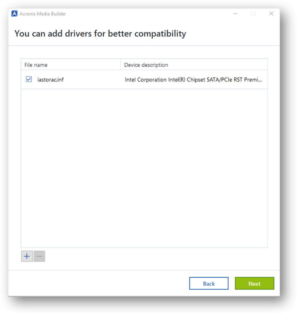 acronis true image add drivers