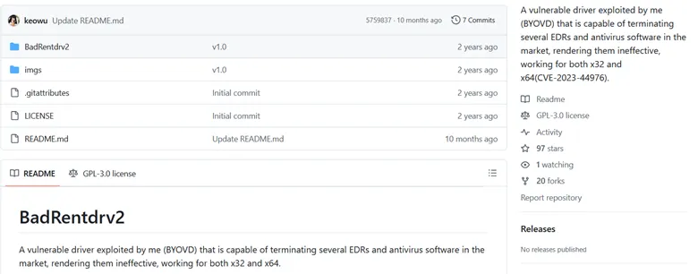 DragonForce Cartel Surfaces from Leaked Conti v3 Ransomware Source Code 5 A vulnerable driver that, when exploited (BYOVD), tries to terminate several EDRs and antivirus software in the market.