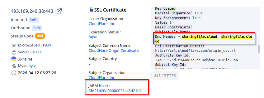 Figure 24: CriminalIP view of sharingfile[.]cloud