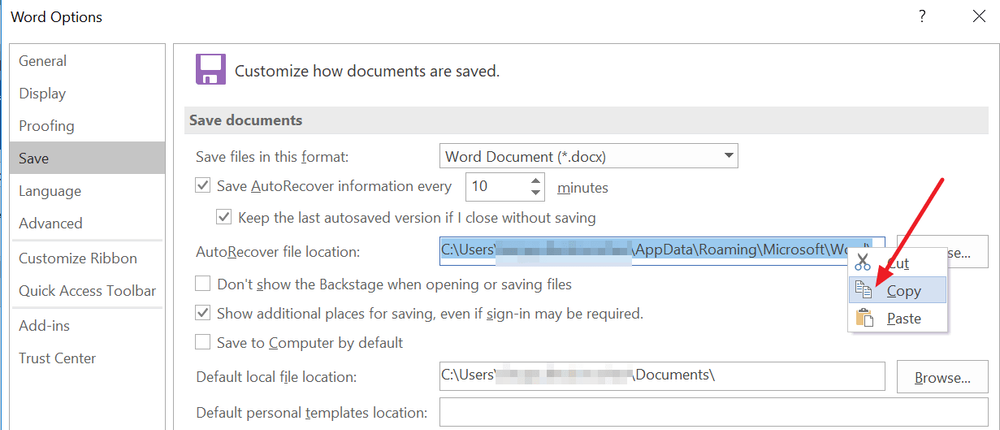 how can i find the autorecover word files