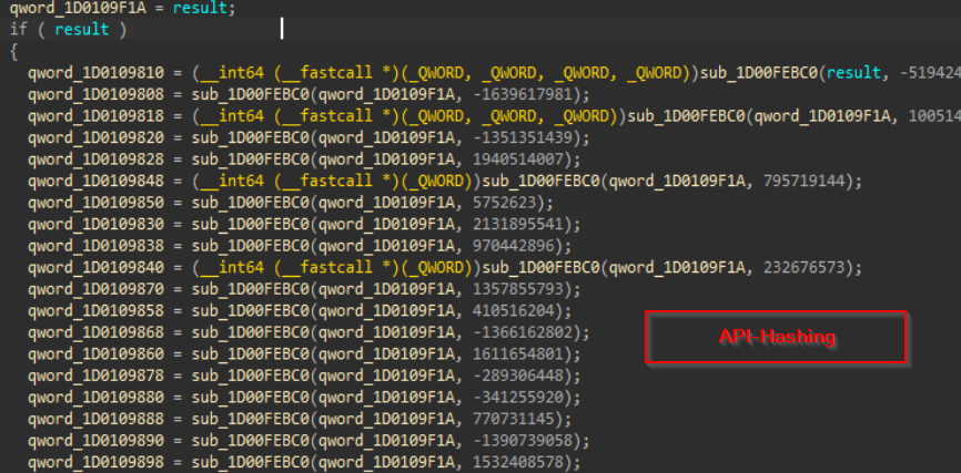 Figure 20: Code depicting API Hashing