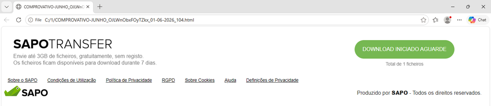 Figure 2: Fake SAPO file transfer page