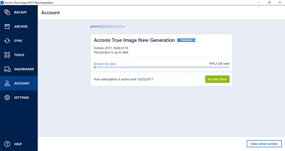 acronis true image user account