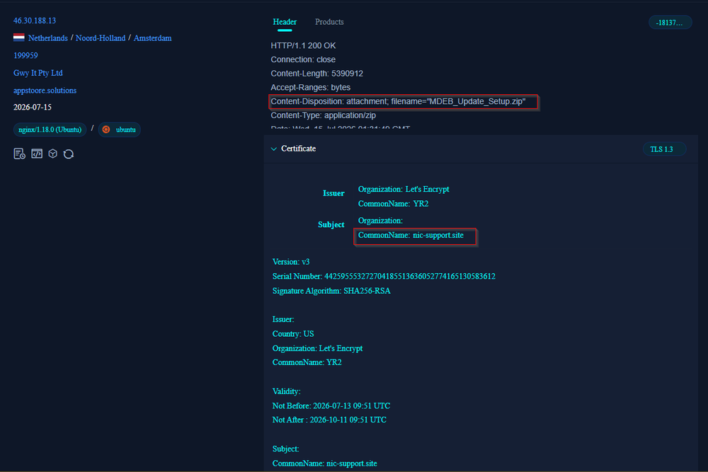 nic-support[.]site payload delivery