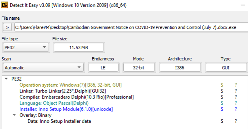 Inno setup installer properties