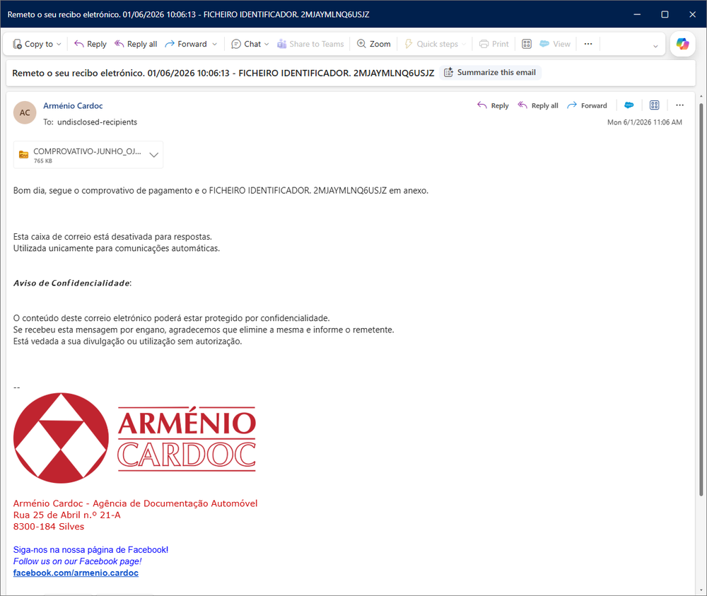 Figure 1: Phishing email