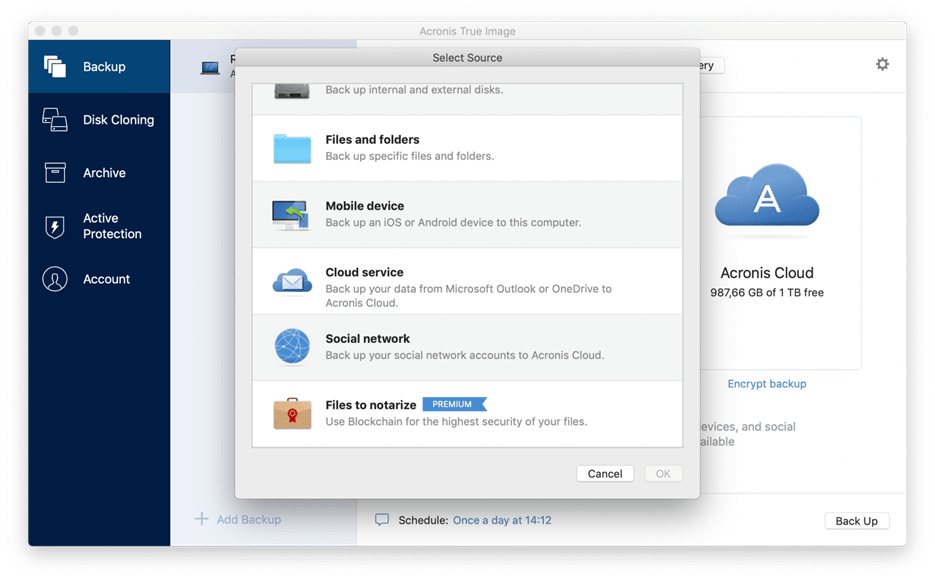 acronis true image cloud backup onedrive