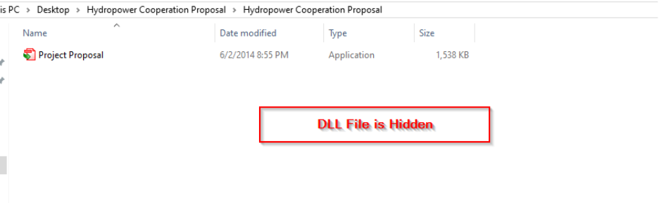 Figure 2: Launcher executable present with DLL Hidden