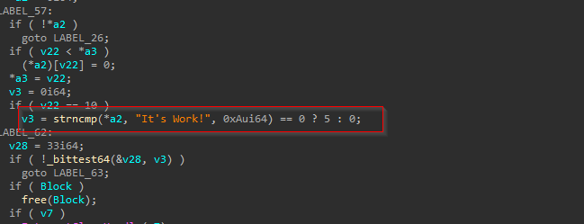 Server response containing "It's Work!" [sic]