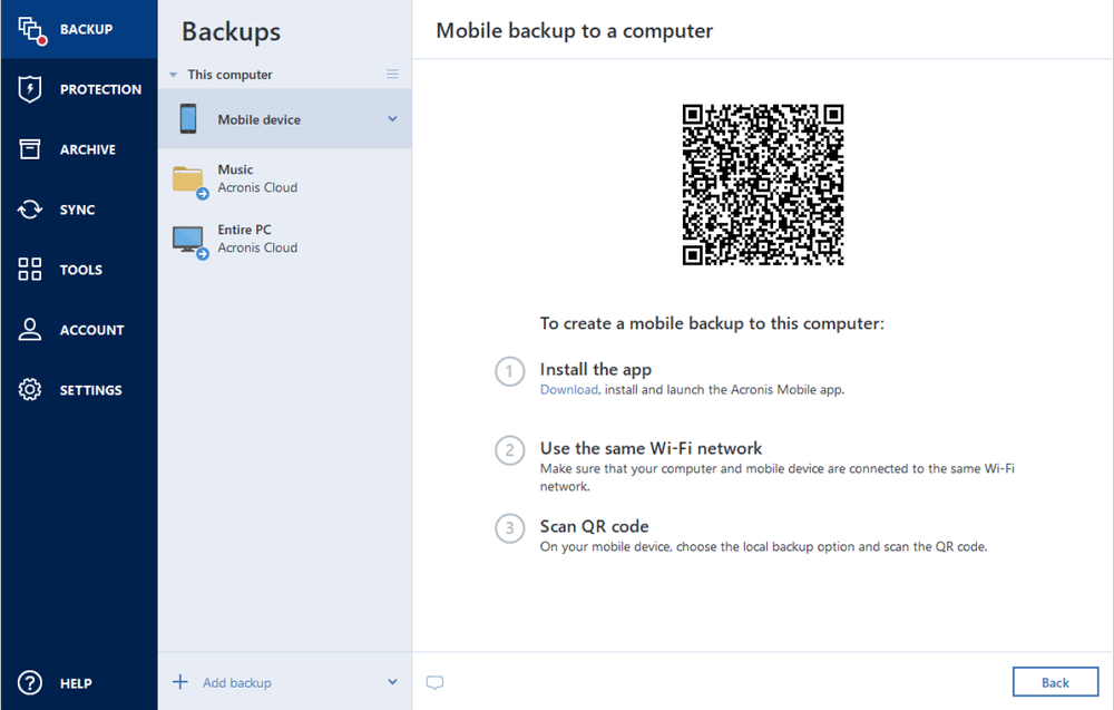 Mobile backup * for edition with cloud storage