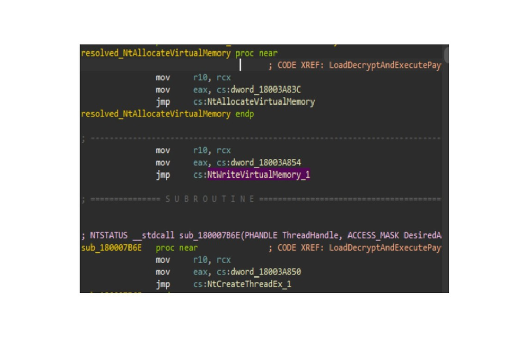 Figure 12a and 12b: Hell's Gate syscall resolution