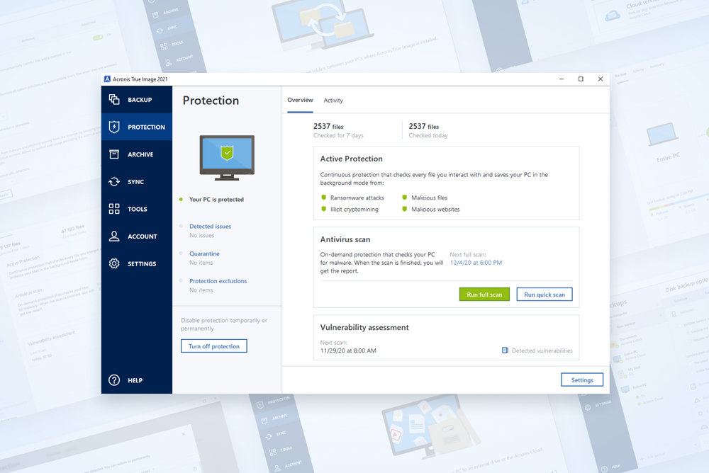 Acronis Cyber Protect Home Office Screenshot pack