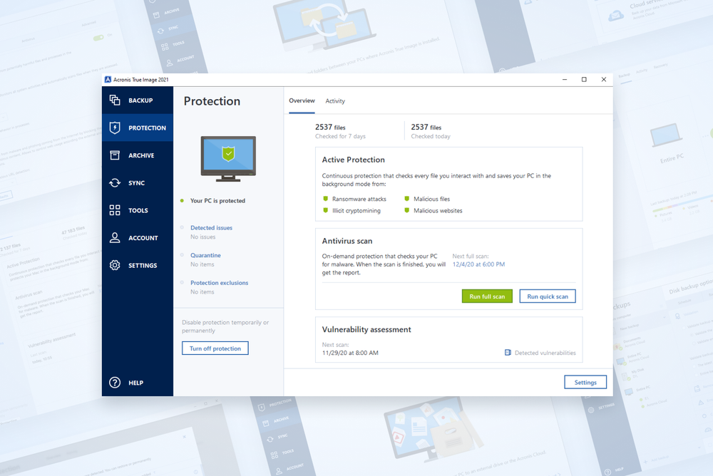 Acronis True Image Screenshot pack