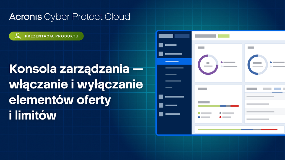 Acronis Cyber Protect Cloud: konsola zarządzania - włączanie i wyłączanie elementów oferty oraz limitów