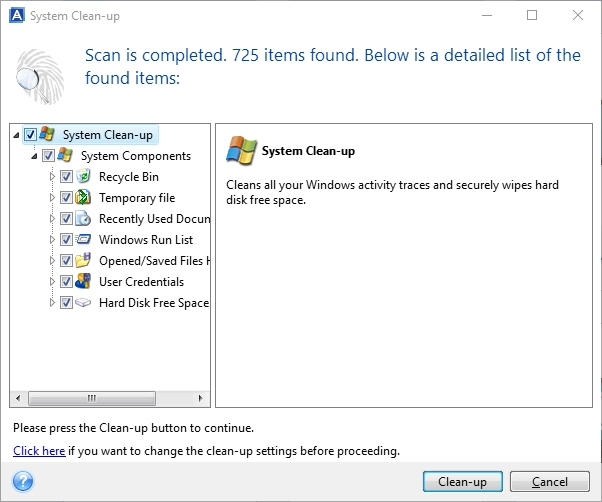 cleanup tool acronis true image