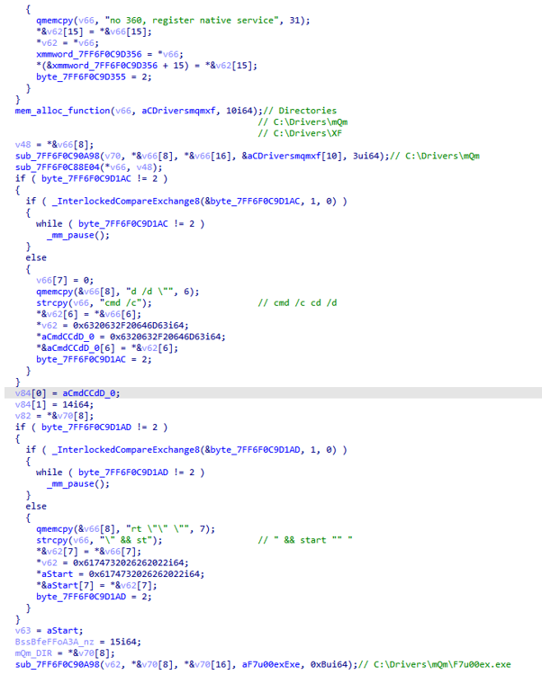 Persistence command construction