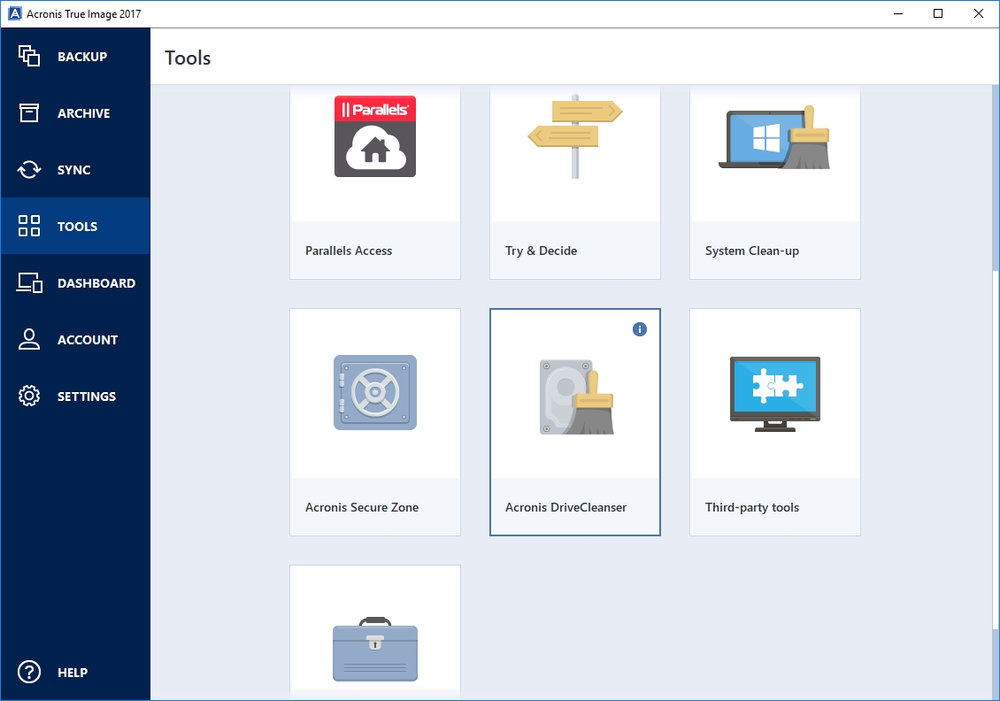 acronis true image 2018 drive cleanser