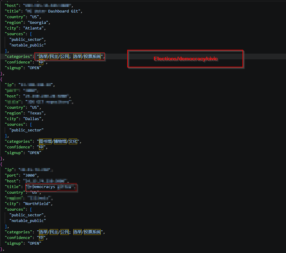 Example target entry from the broader reconnaissance dataset, including classification and confidence fields.