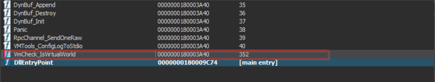 Figure 6: IDA Imports view showing vmtools.dll imports