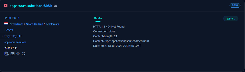 FOFA Result of appstoore[.]solutions