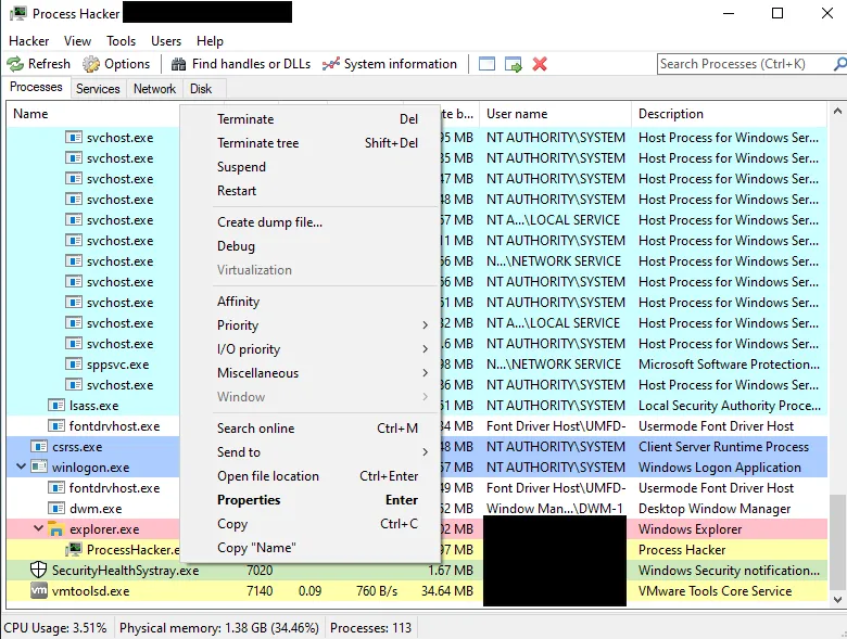 Makop Ransomware Targets RDP Systems Using AV Killer and Additional Exploits 4 Process Hacker provides attackers with a powerful interface to terminate processes, tamper with services and manipulate running applications.