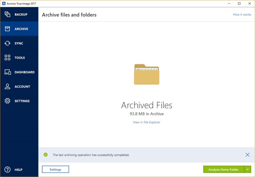 how to undo archiving files in acronis true image